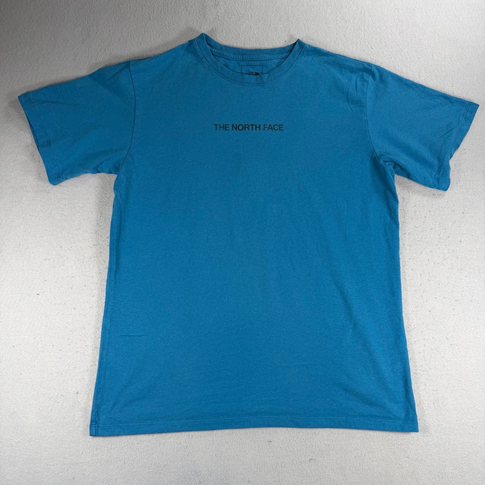 The North Face Mens Blue Graphic T-Shirt Recycled Material Mountain Print Size M